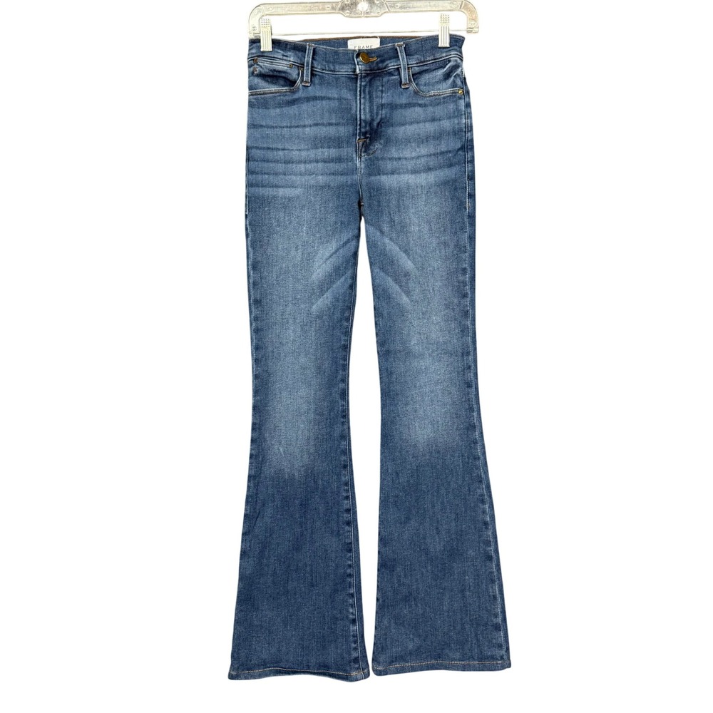 FRAME Le High Flare Women 25 Blue Denim High Rise Bestia LHF801 Boho Chic Jeans